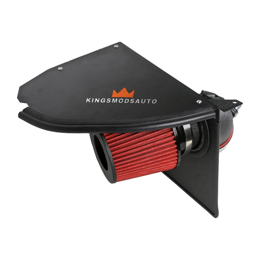 Side view of the Kings Mods Auto B58 cold air intake showing the heat shield over the filter