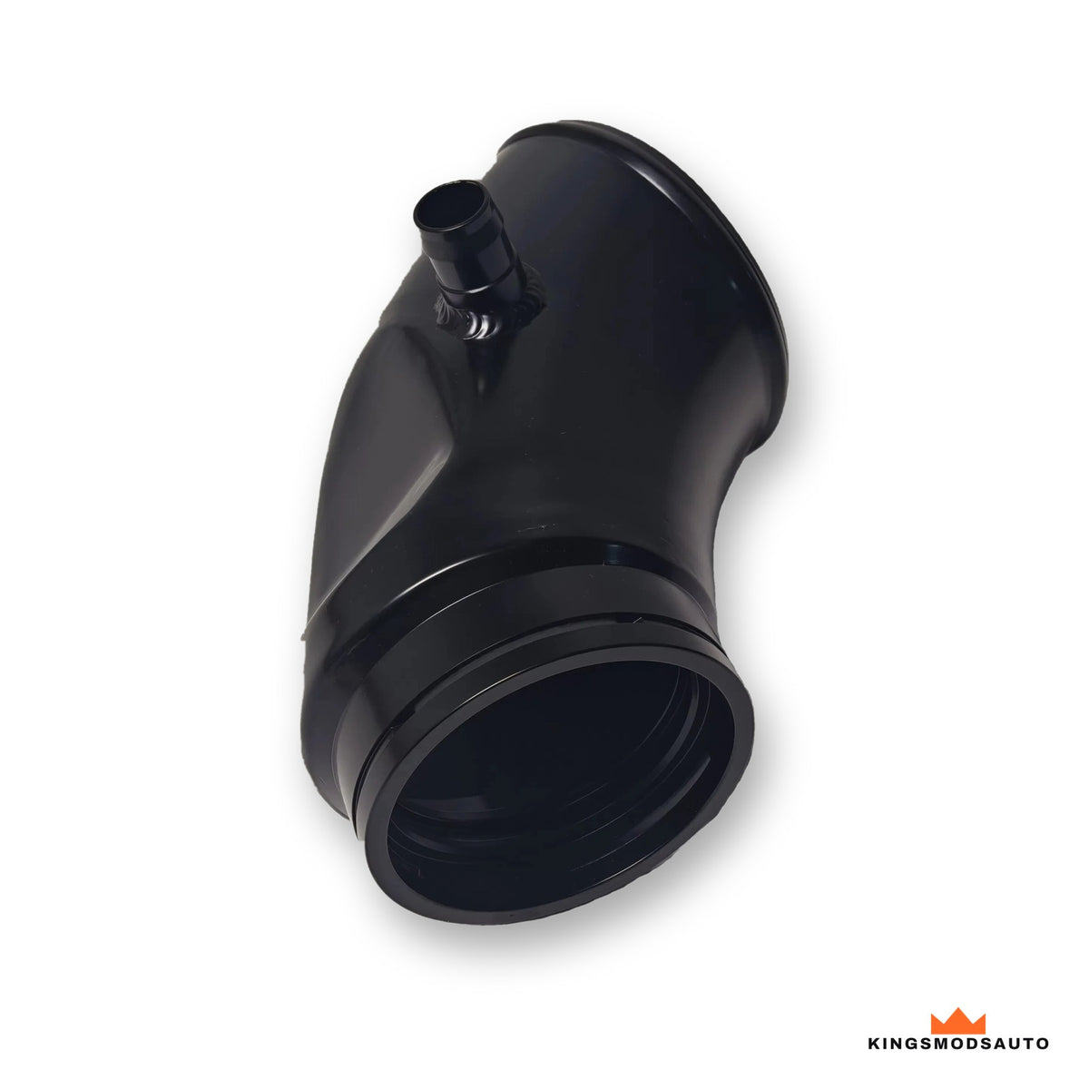 Kings Mods Auto aluminum turbo inlet pipe in gloss black for the B58 Gen 2 BMW M340i, M440i, M240i and Toyota Supra