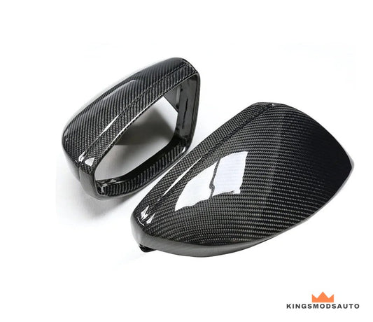 Pair of carbon fiber replacement mirror caps for the Audi C8 A6, S6, A7 and S7
